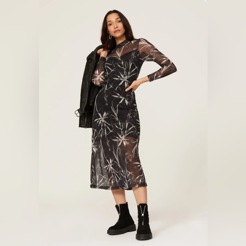 ALLSAINTS 298067 Women Hanna Rutland Long Sleeve Midi Dress Size 4